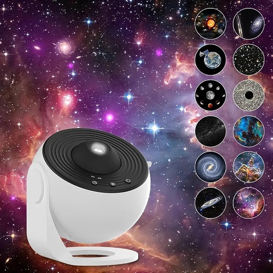 جهاز عرض نجوم المجرة لتزيين غرفة الأطفال، عرض كوكبي مع 13 قرصًا منزلقًا ودوران 360 درجة