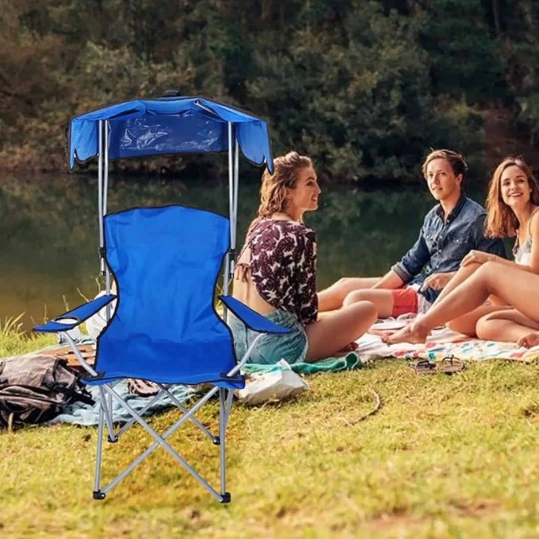 كرسي التخييم والرحلات القابل للطي مع مظلة مدمجة