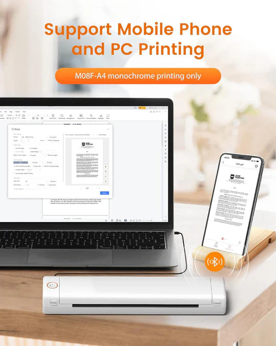 Phomemo M08F A4 Paper Printer - White,Orange