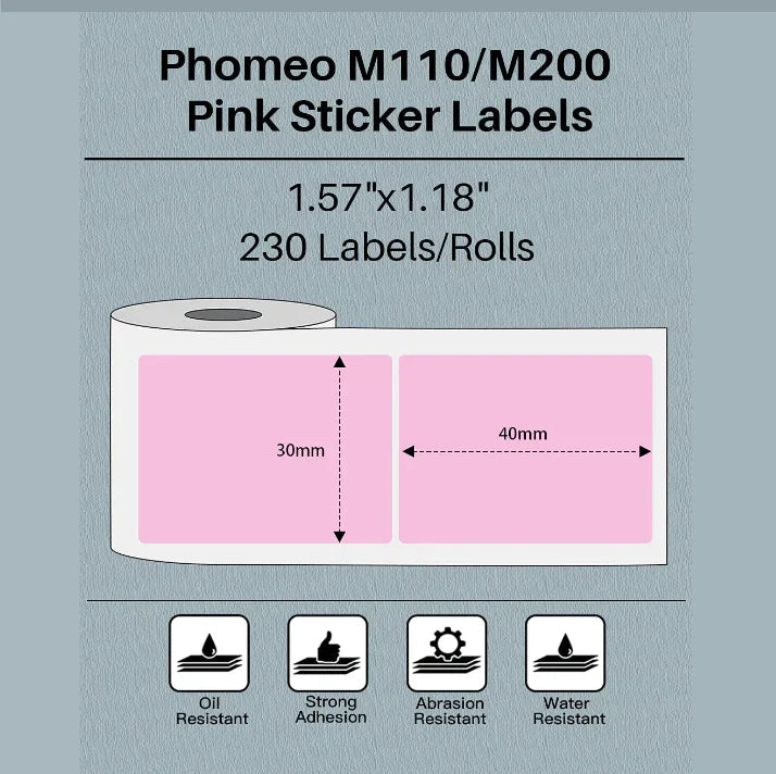 Phomemo Printer Labels 40x30mm/230Pcs Square/Blue