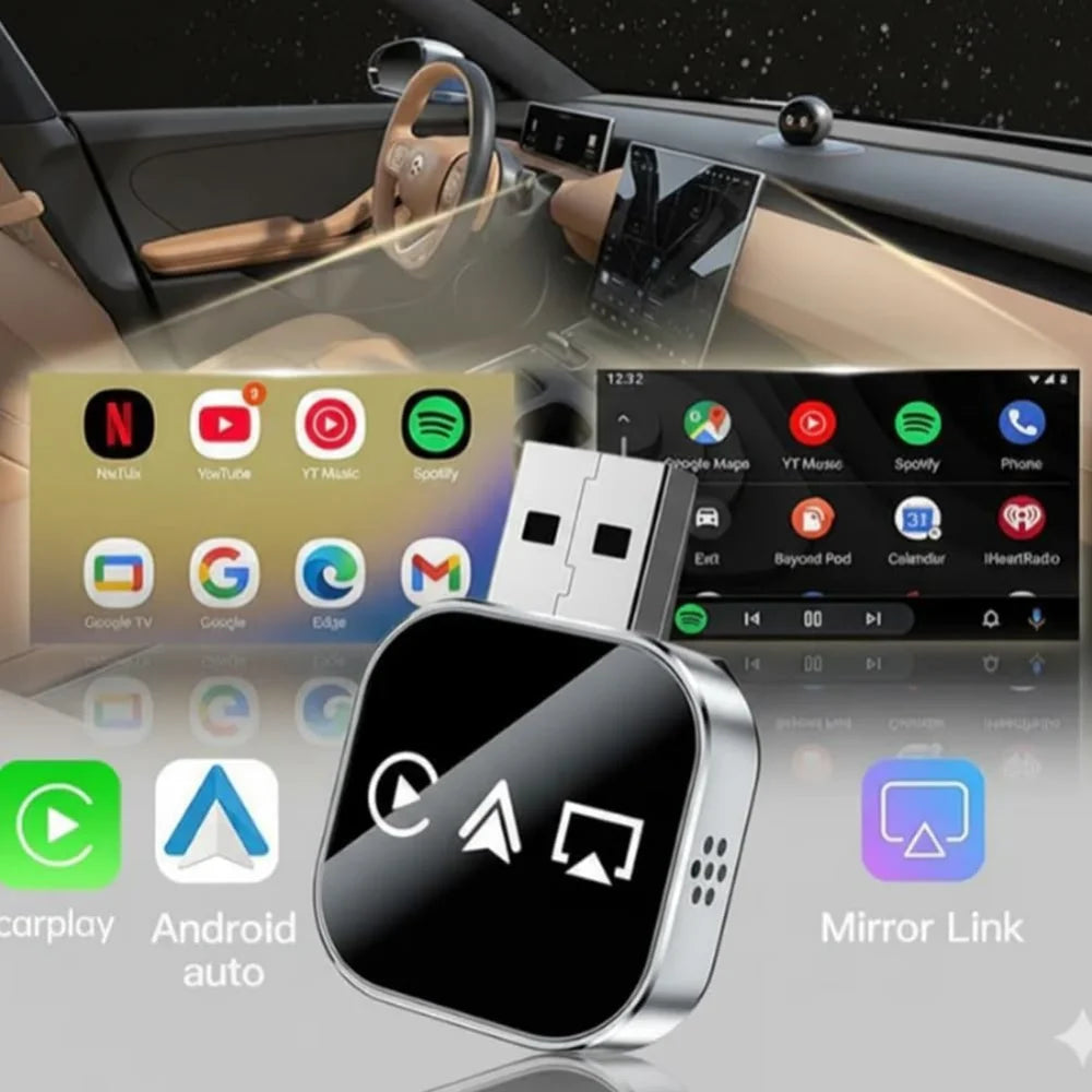 محول Wireless CarPlay وMirror Link مع AirPlay وAndroid Auto