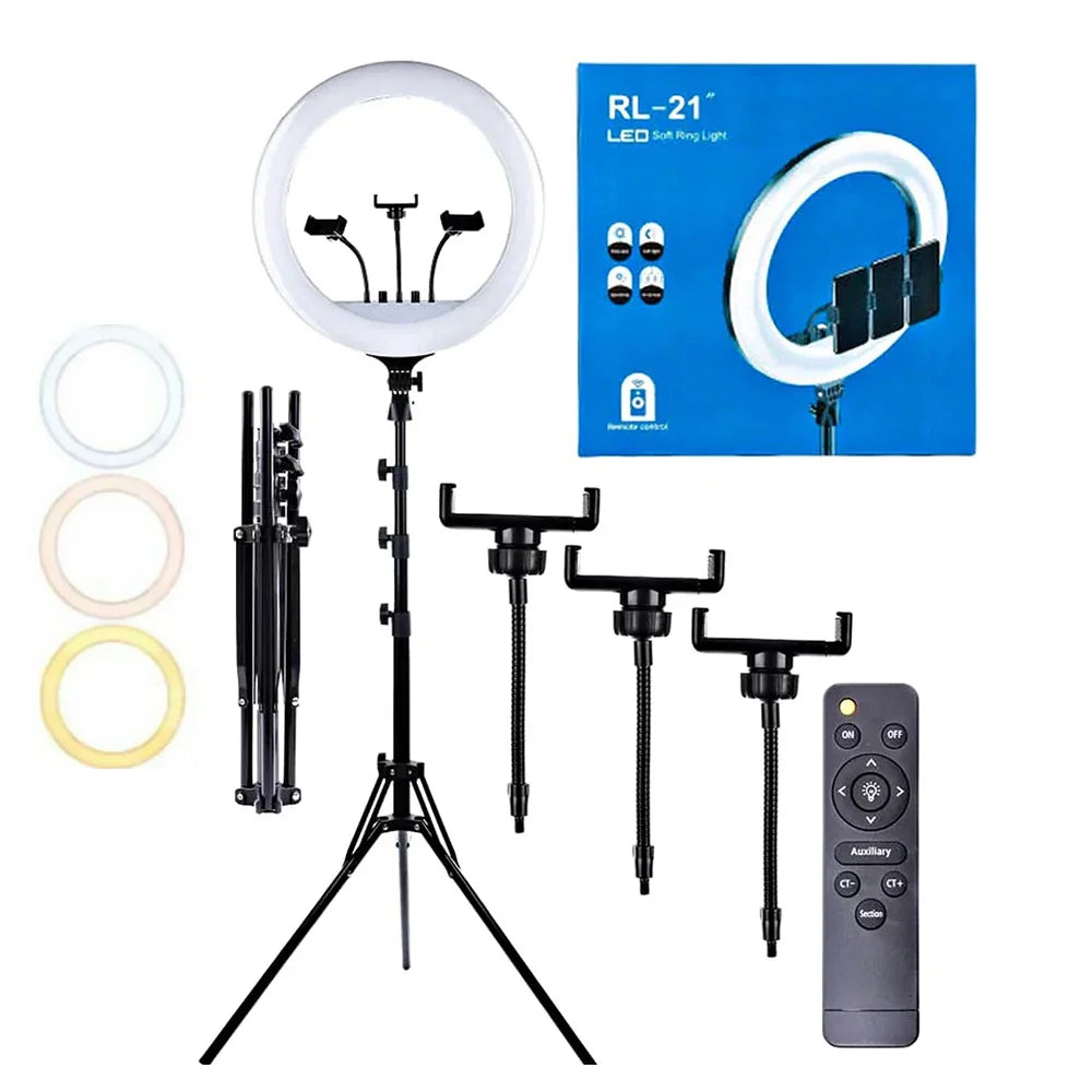 إضاءة Ring Light احترافية RL-21 مقاس 54 سم – 2700K إلى 6500K