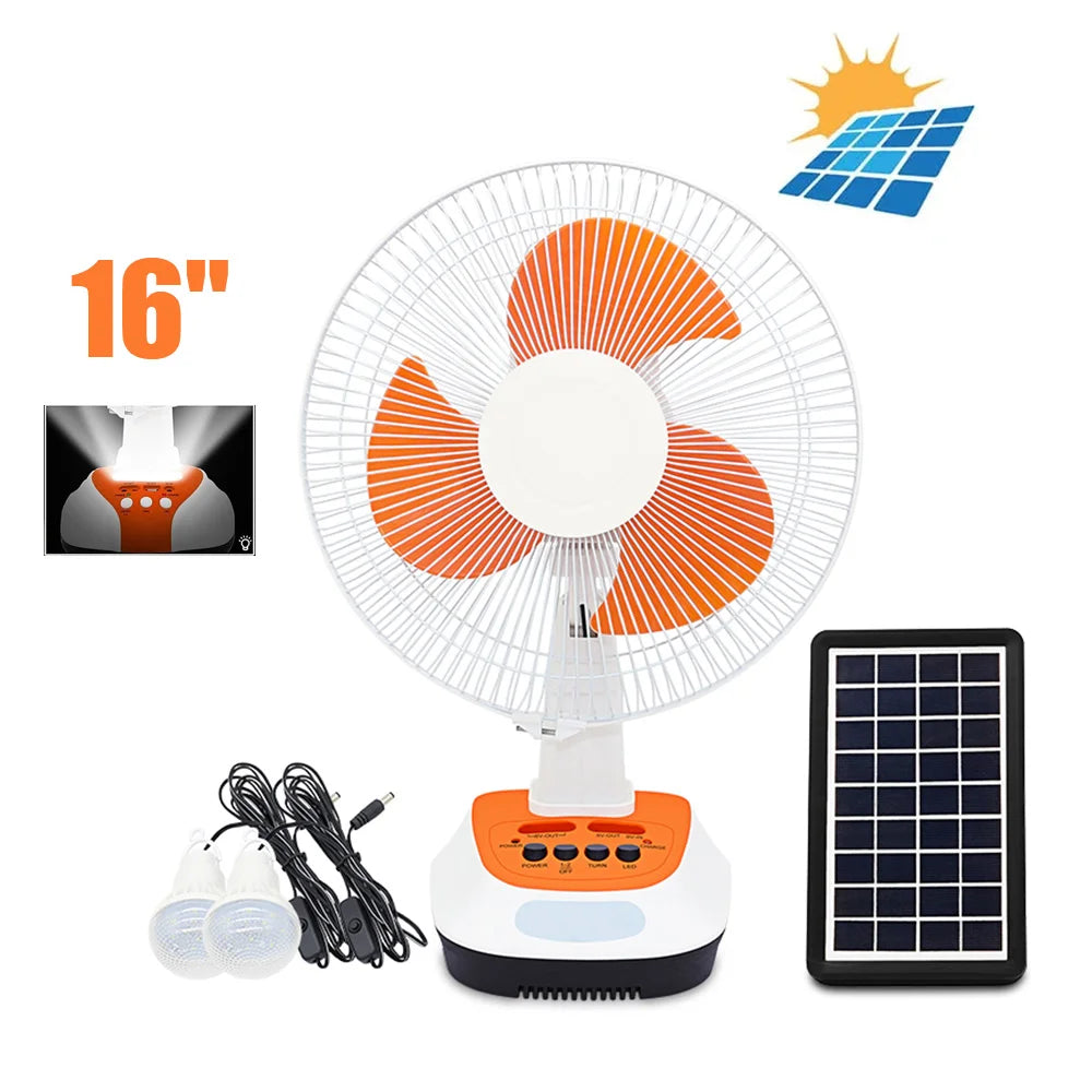 مروحة سولار JG-2316 تعمل بالطاقة الشمسية مع إضاءة LED مدمجة – 16 بوصة