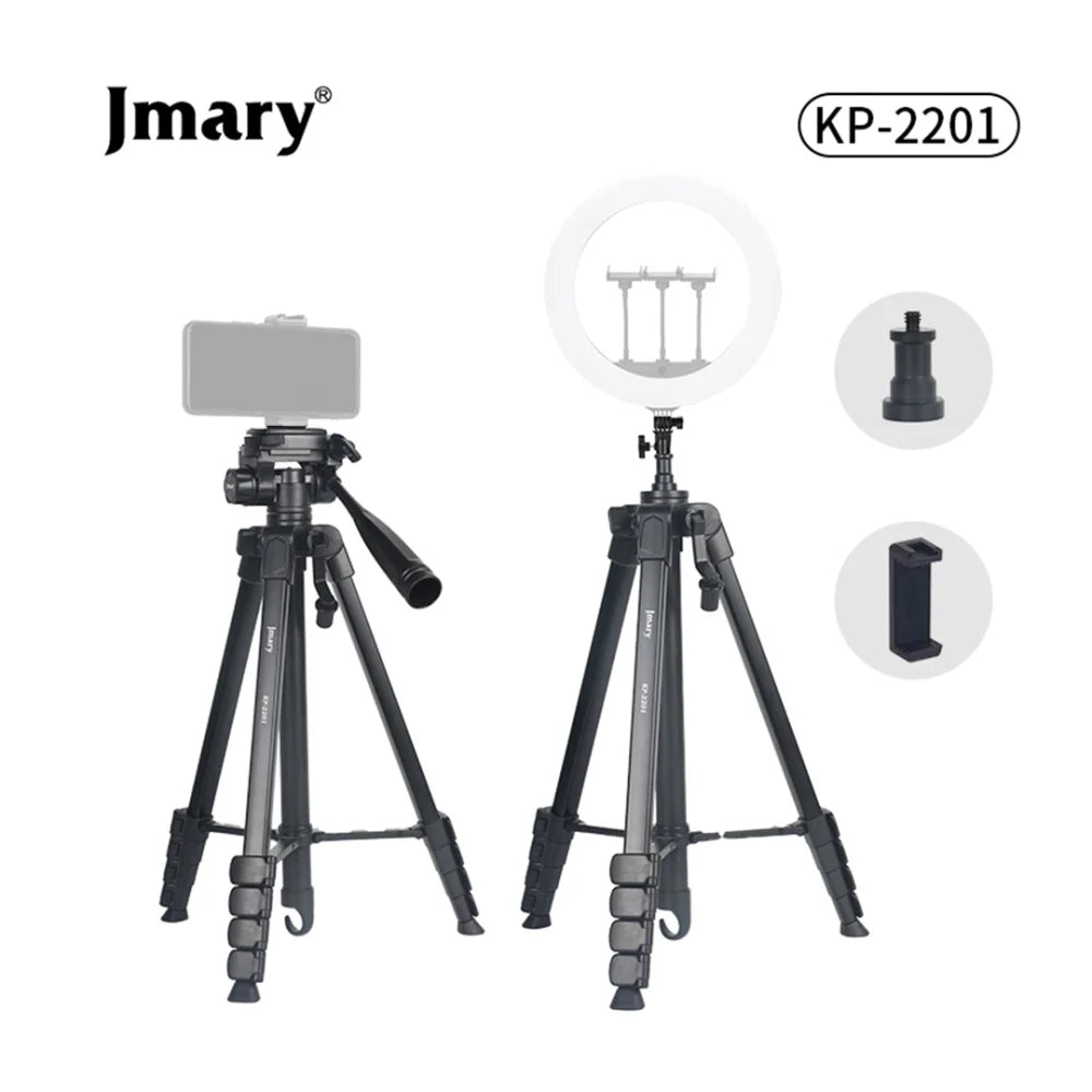 حامل ثلاثي Jmary KP-2201 بارتفاع 1.7 متر مع رأس بان ورأس لحلقة إضاءة