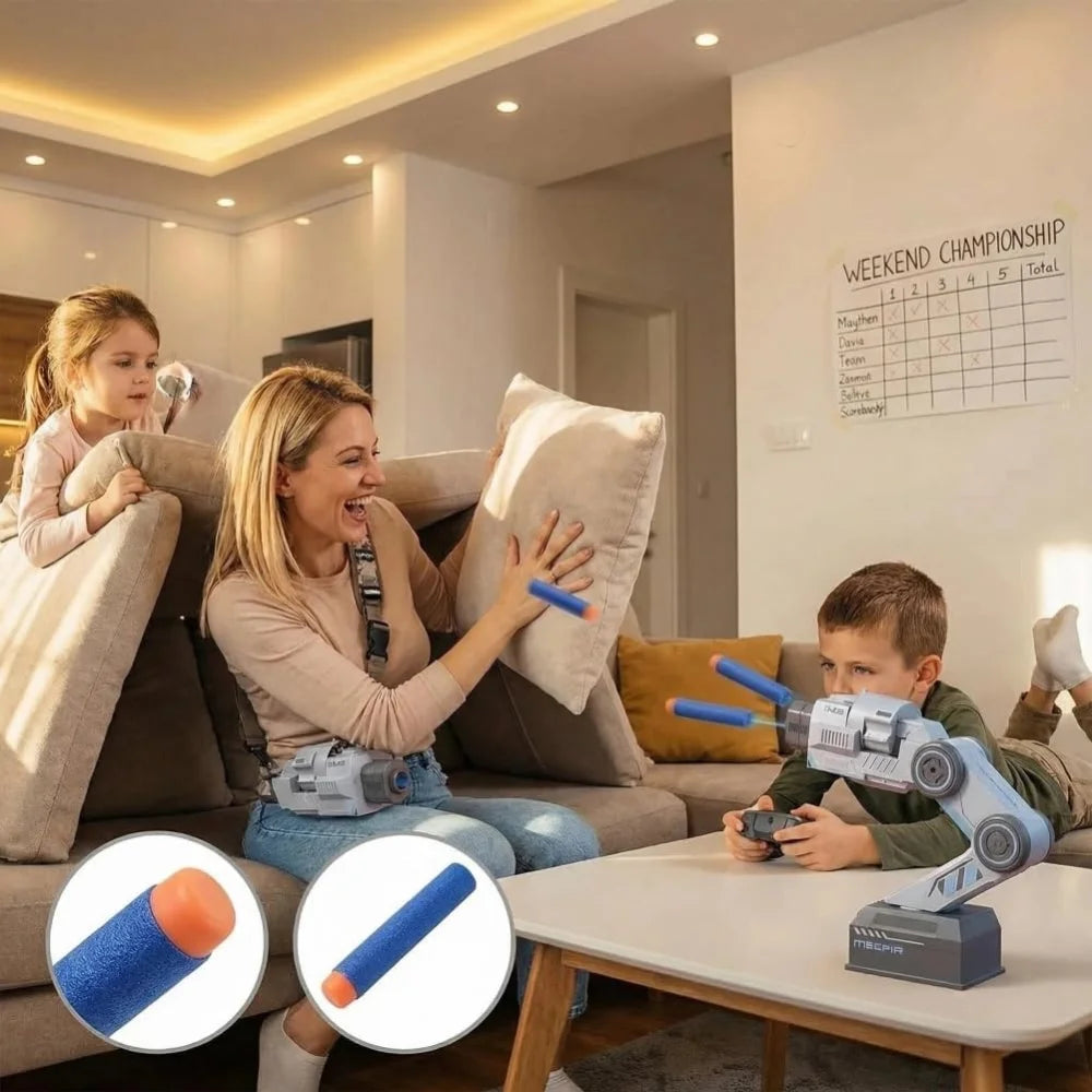 روبوت ذكي متتبع مع ذراع ومدفع كرات إسفنجية