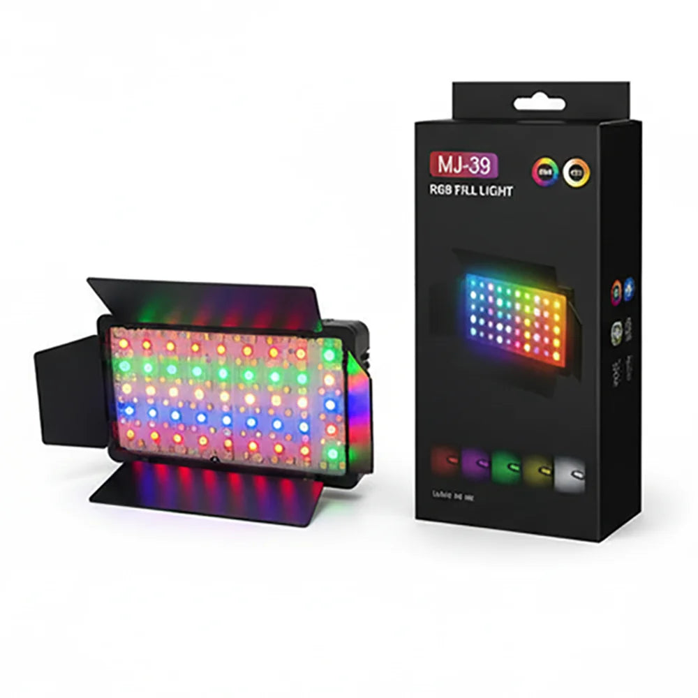 إضاءة فيديو LED ملونة MJ39 RGB – إضاءة استوديو قابلة للتعتيم