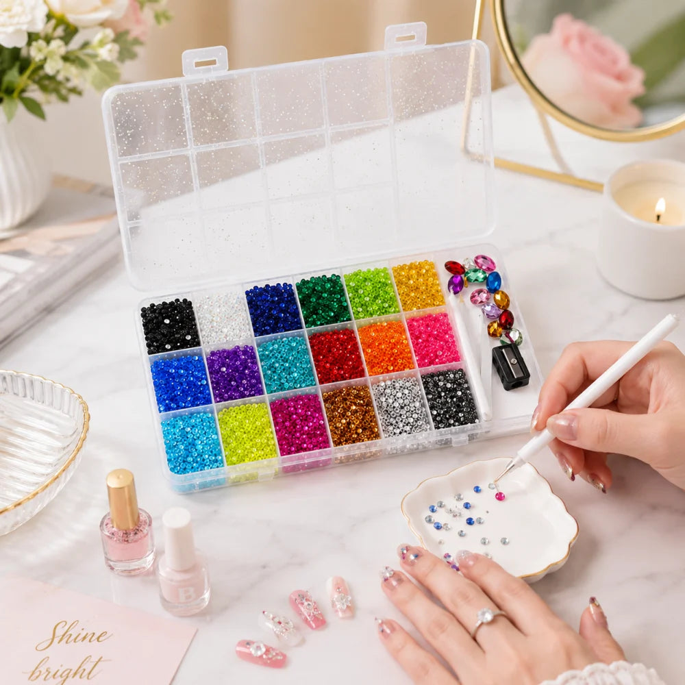 طقم أحجار كريستال لامعة للتزيين والأعمال اليدوية DIY - 18