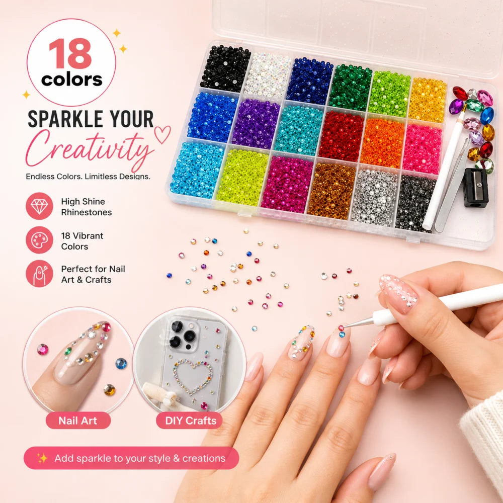طقم أحجار كريستال لامعة للتزيين والأعمال اليدوية DIY - 18