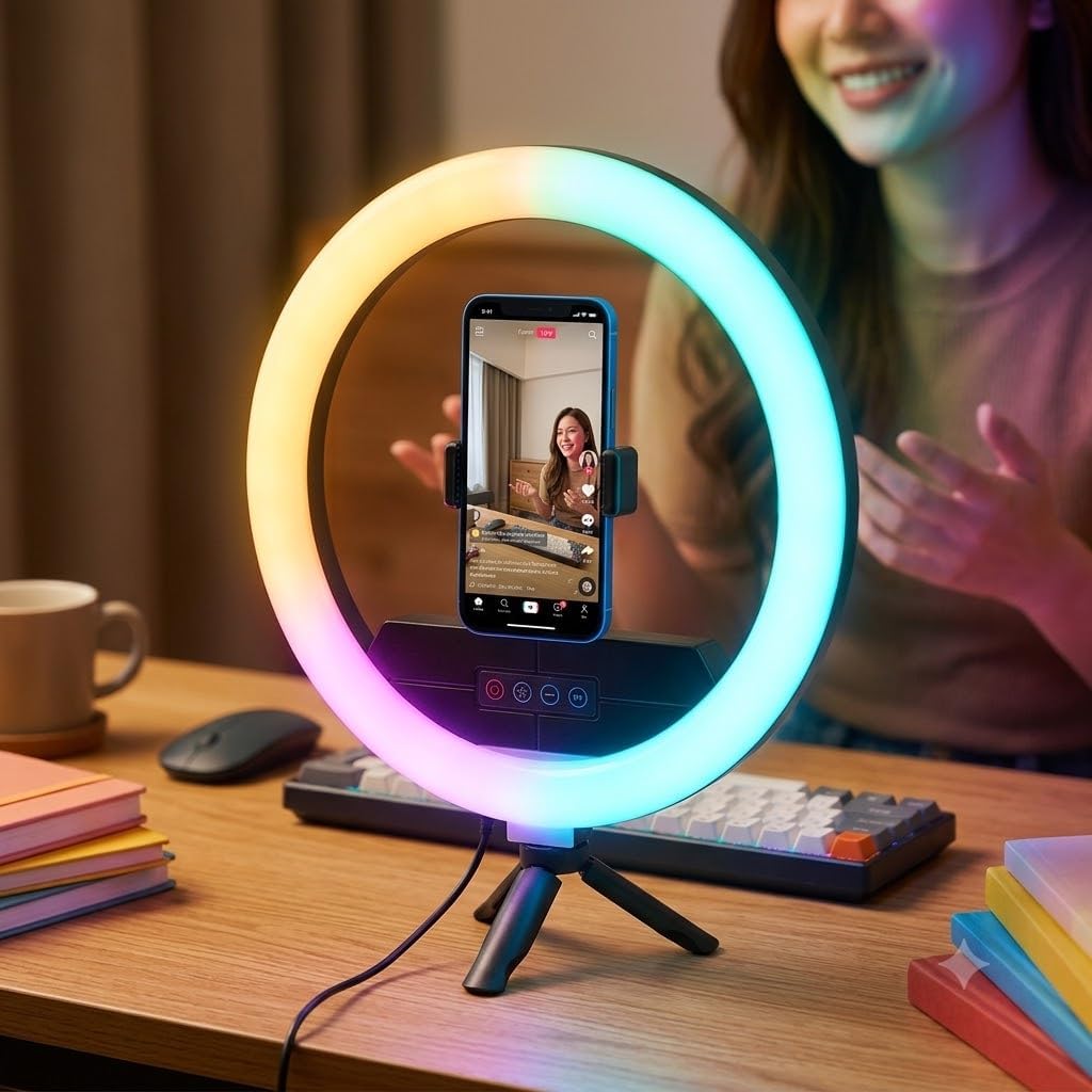 مصباح دائري LED محمول  BD-300D RGB