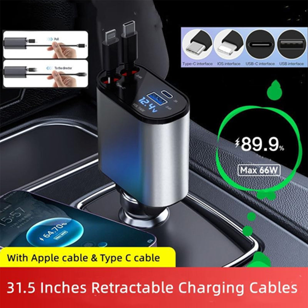 Retractable Car Charger, 120W 4 in 1 Superfast 4779