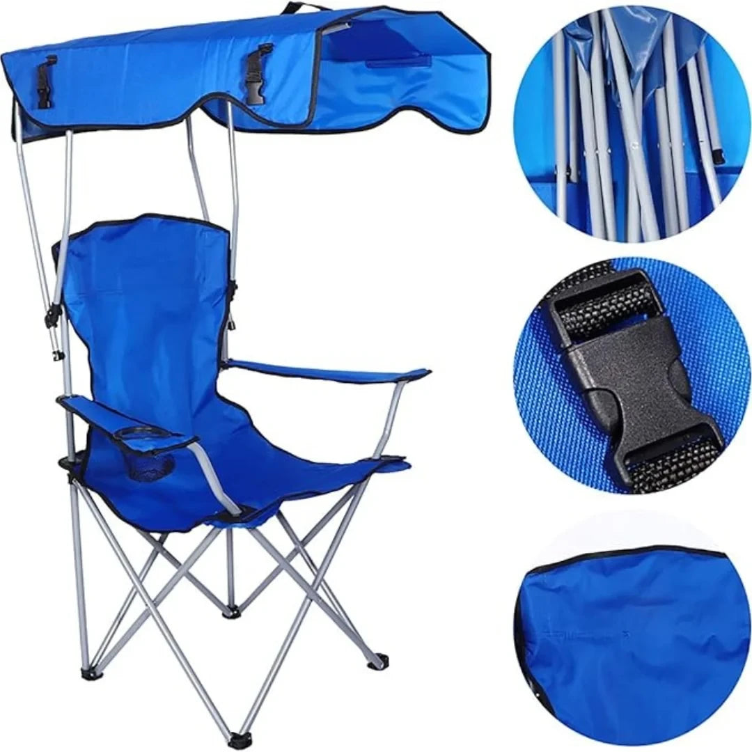 كرسي التخييم والرحلات القابل للطي مع مظلة مدمجة