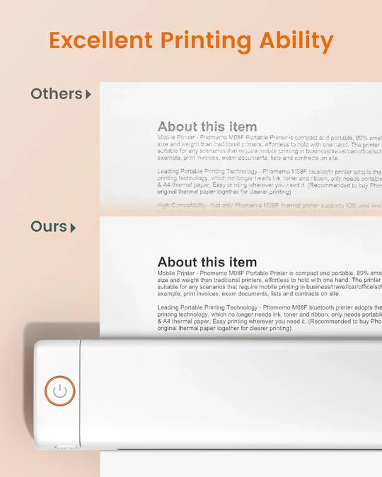 Phomemo M08F A4 Paper Printer - White,Orange