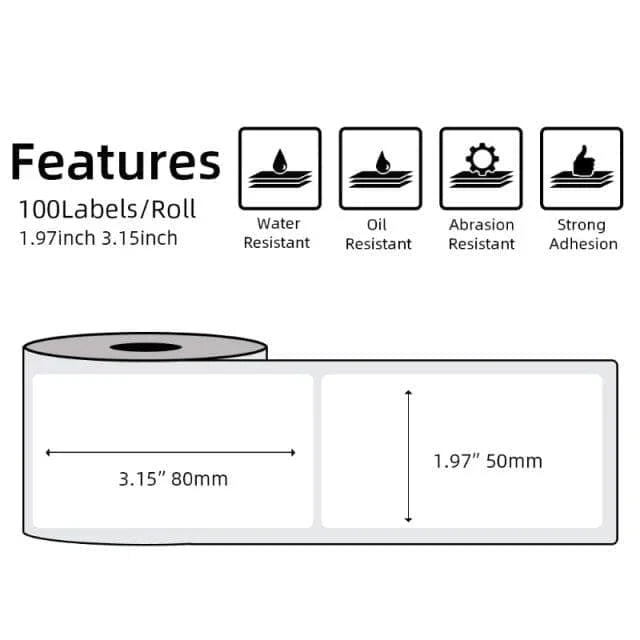 Phomemo Printer Labels 50x80mm/100Pcs/White