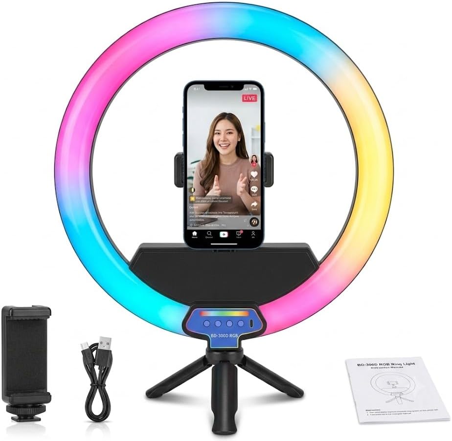 مصباح دائري LED محمول  BD-300D RGB