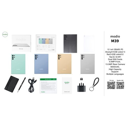 Modio M39 Tablet PC 8GB RAM 512GB ROM virtual storage 10.1 Inches