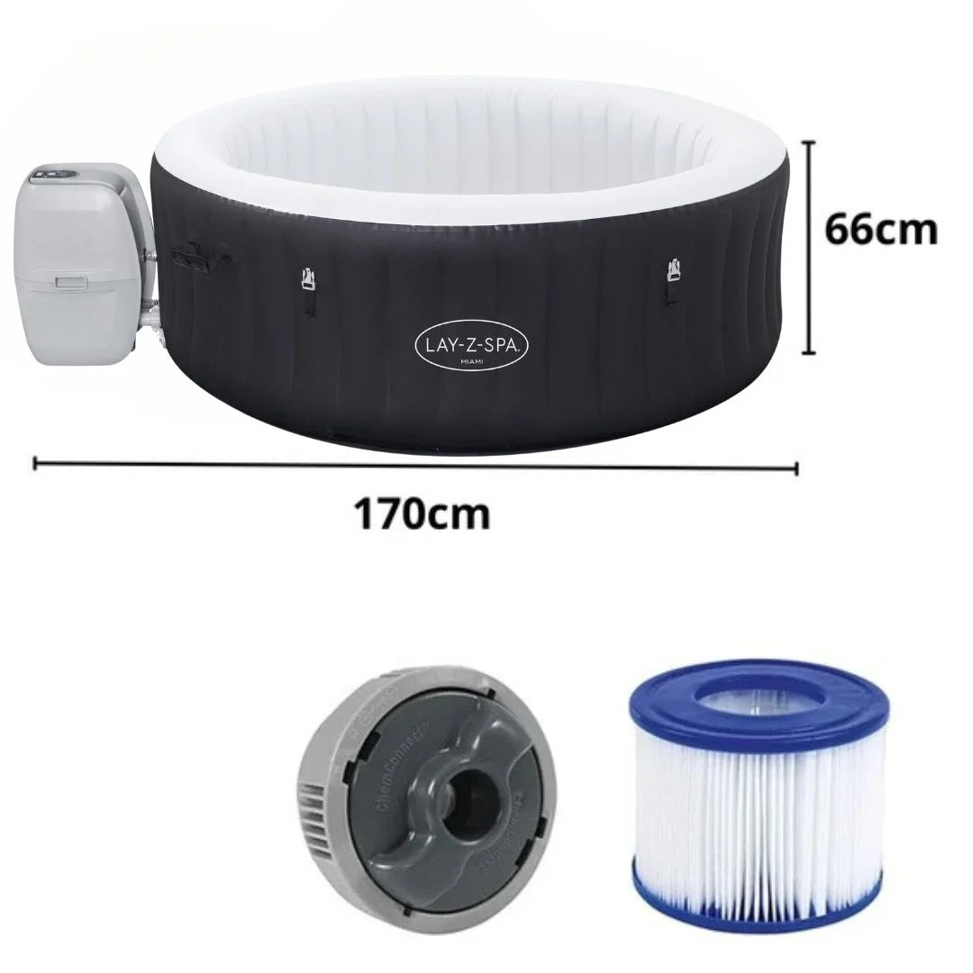 Bestway Lay-Z Spa Inflatable Jacuzzi with Air Massage System (180 x 66 cm) - Miami