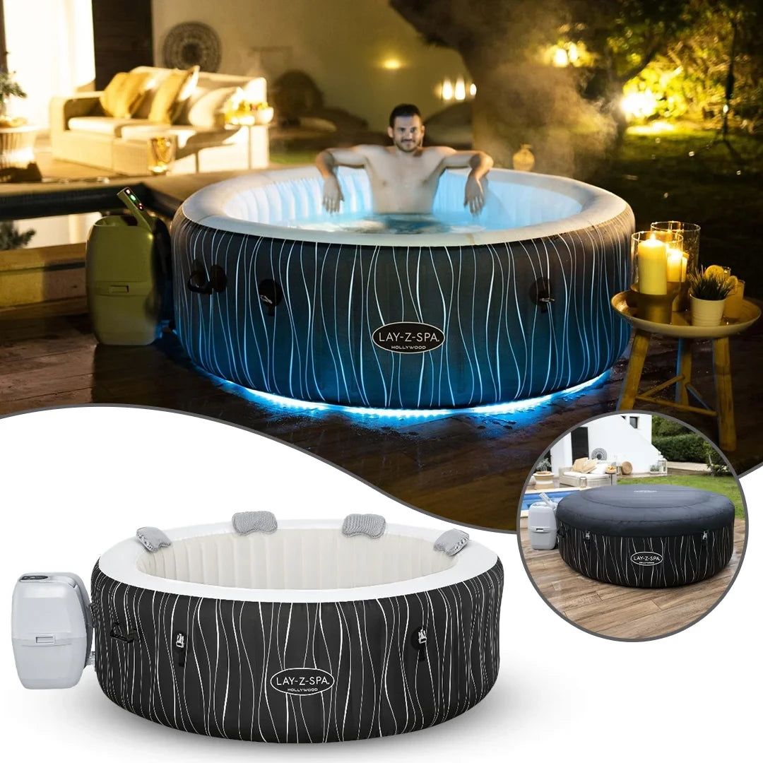 Bestway Lay-Z-Spa Inflatable Jacuzzi with Air Massage System (196 x 66cm) - Hollywood