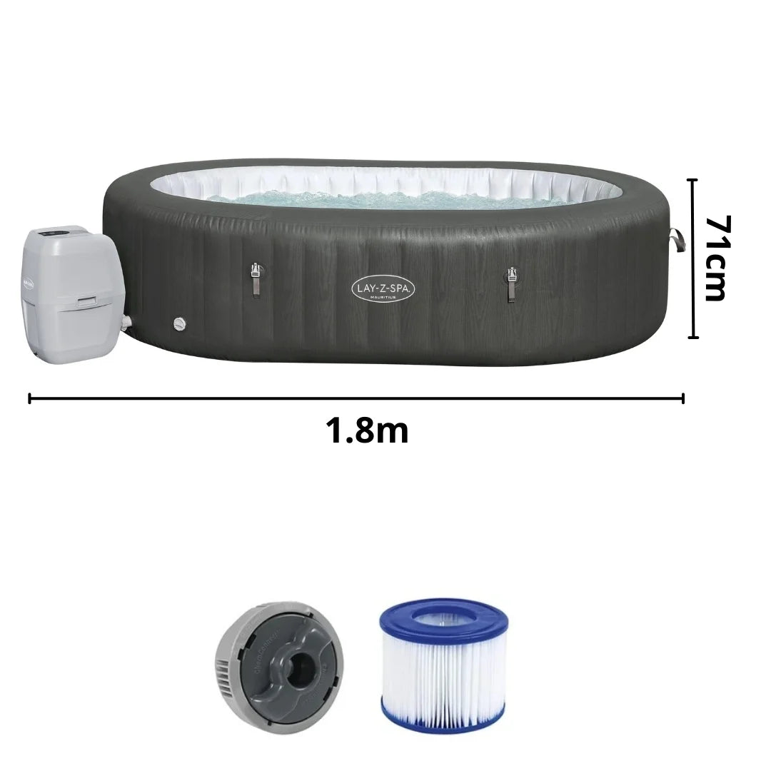 Bestway Lay-Z Spa Inflatable Jacuzzi with Air Massage System (180 x 71 cm) - Mauritius