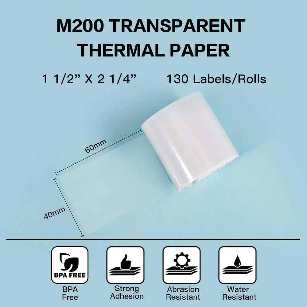 Phomemo Printer Labels 40x60mm/130Pcs Transparent