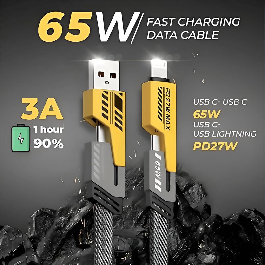 4 in 1 Fast Charging Cable 65W+PD27W
