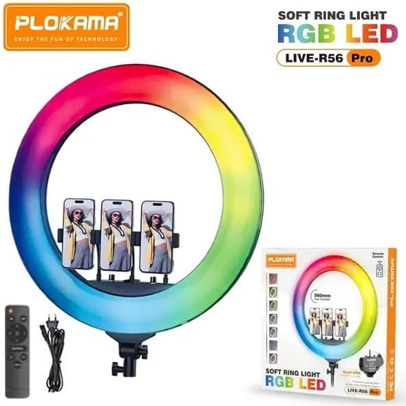 مصباح دائري Plokama R56 Pro LED RGB  22 بوصة