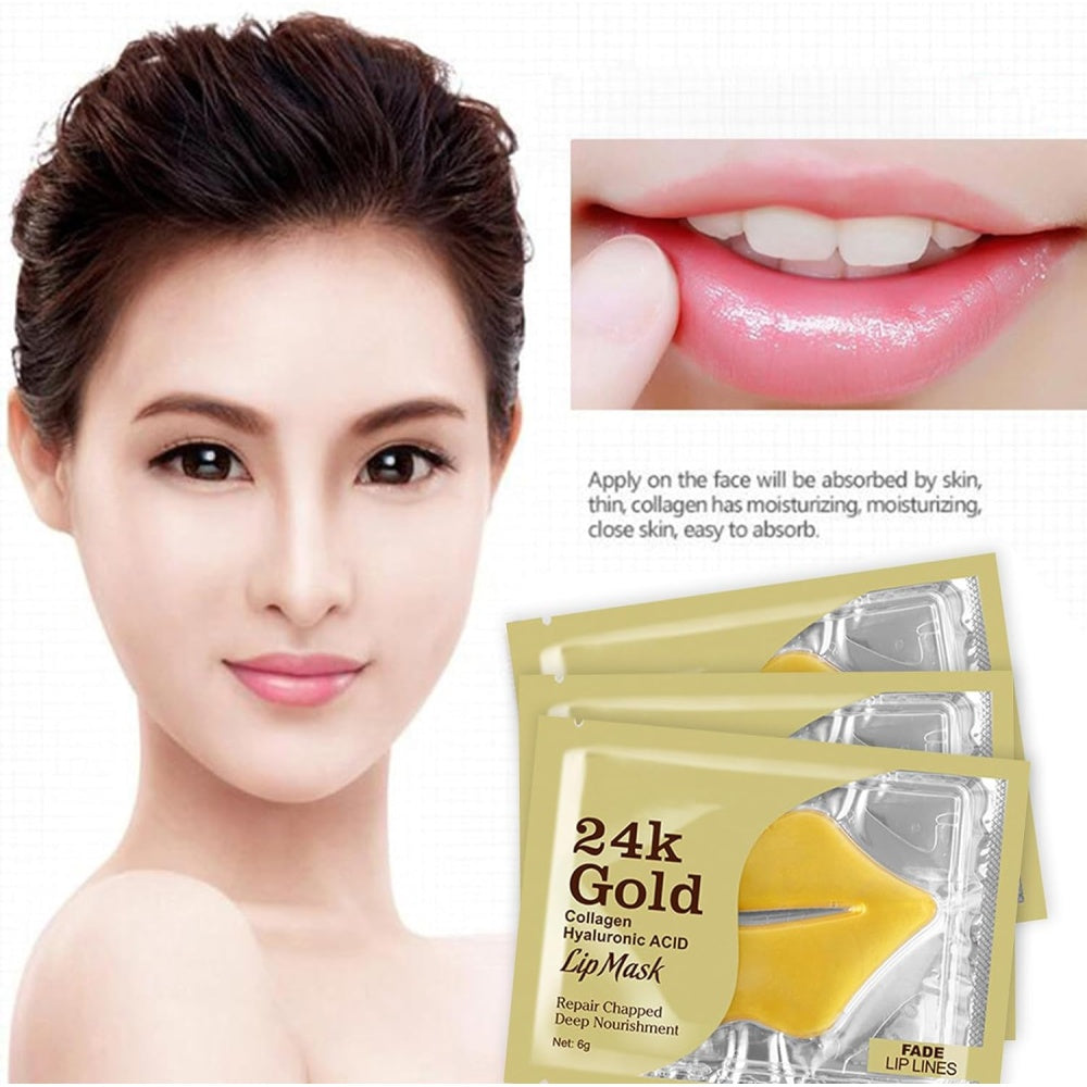 24K ماسكات الشفاه الذهبية المنفخة - 5 قطع