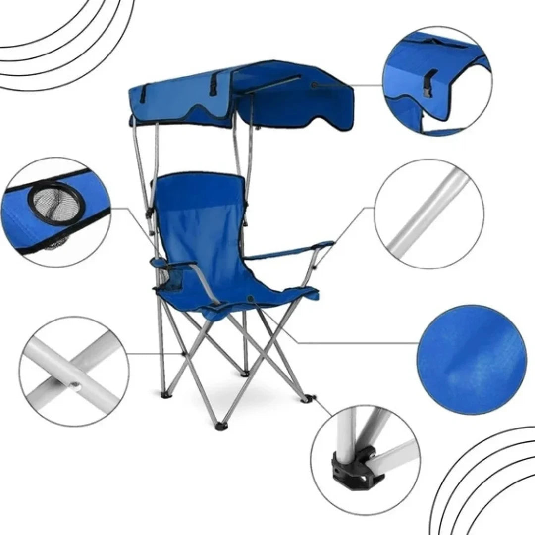 كرسي التخييم والرحلات القابل للطي مع مظلة مدمجة
