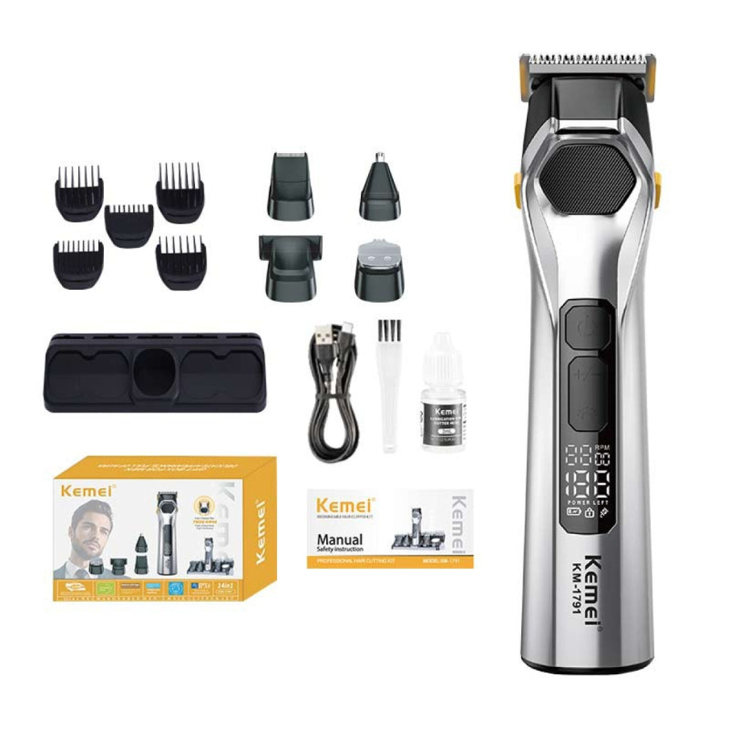 Kemei KM-1791 14-in-1 rechargeable men's hair clipper set