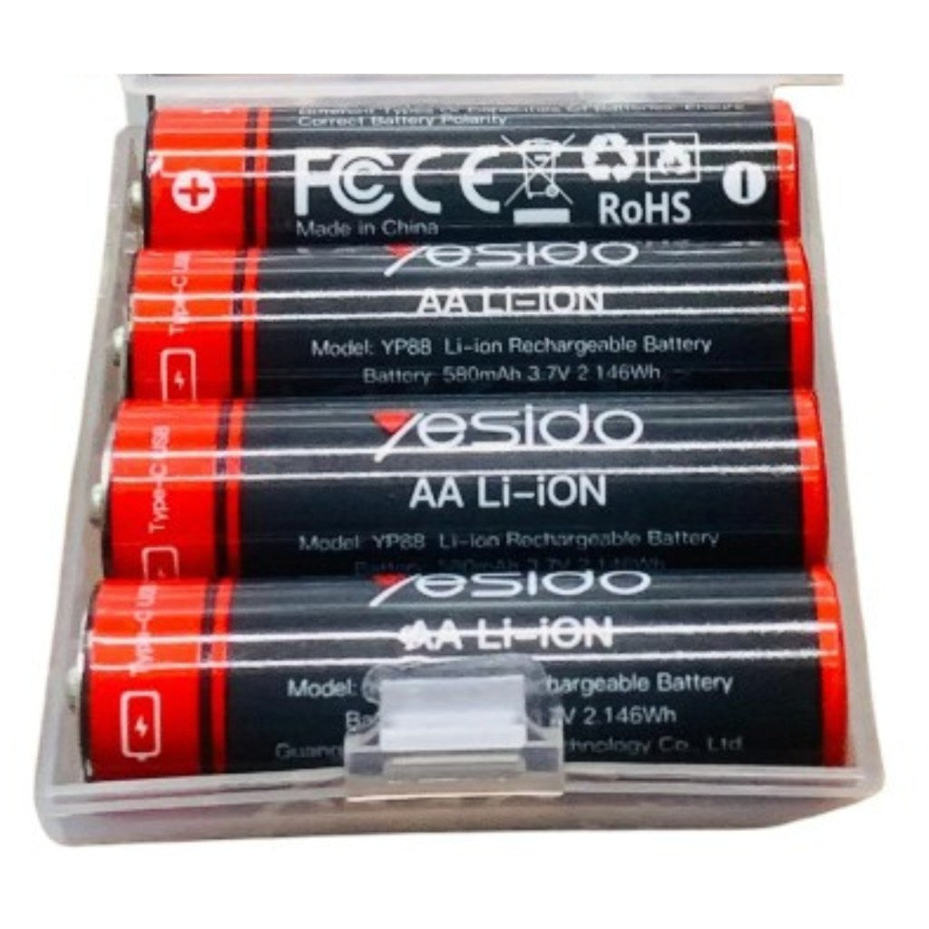 Yesido YP88 1.5V AA Rechargeable Lithium Batteries – 4 Pieces
