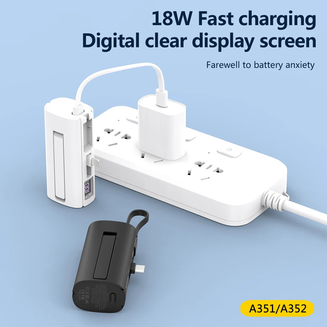 ASPOR A352 Factory Price Built in Cable 5000mAh Ultra-Thin Mini Compact Portable Emergency Power