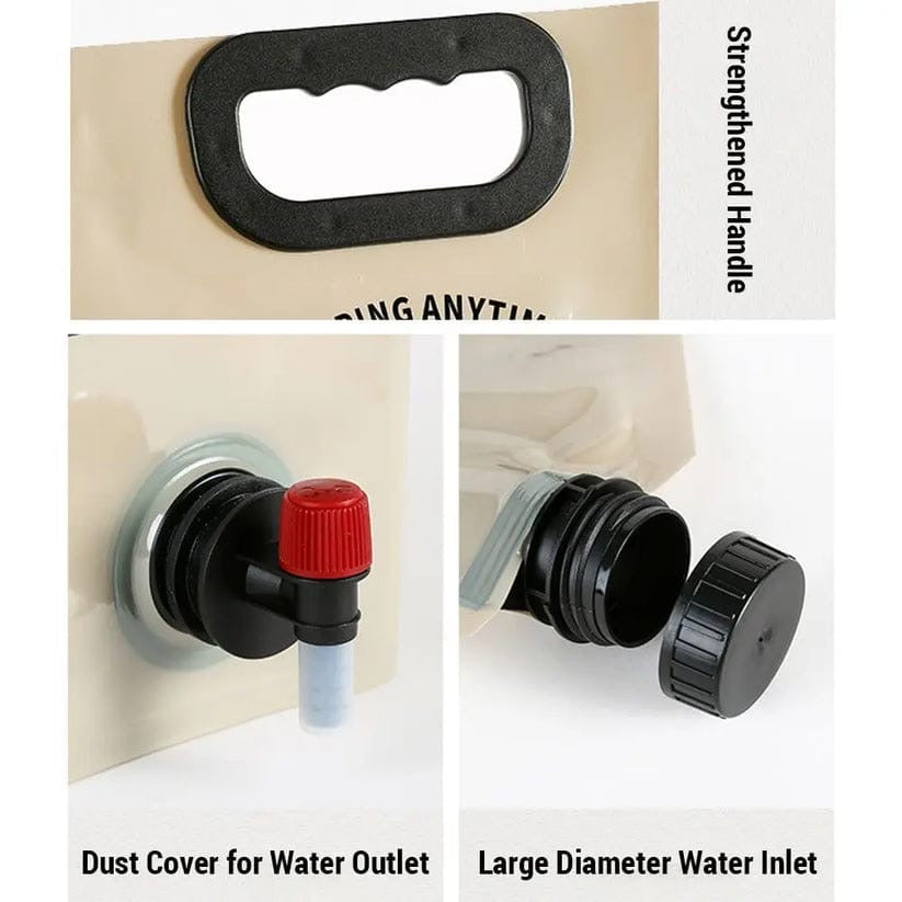 ، كيس ماء شرب قابلة للطي وقابلة لإعادة الاستخدام مع صنبور دوار، بسعة 8 لتر محمول