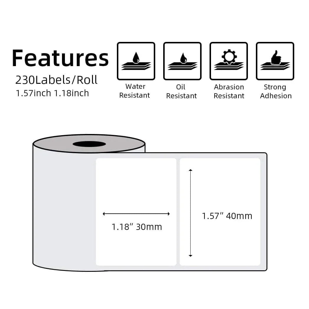 Phomemo Printer Labels 40x30mm/230Pcs Transparent