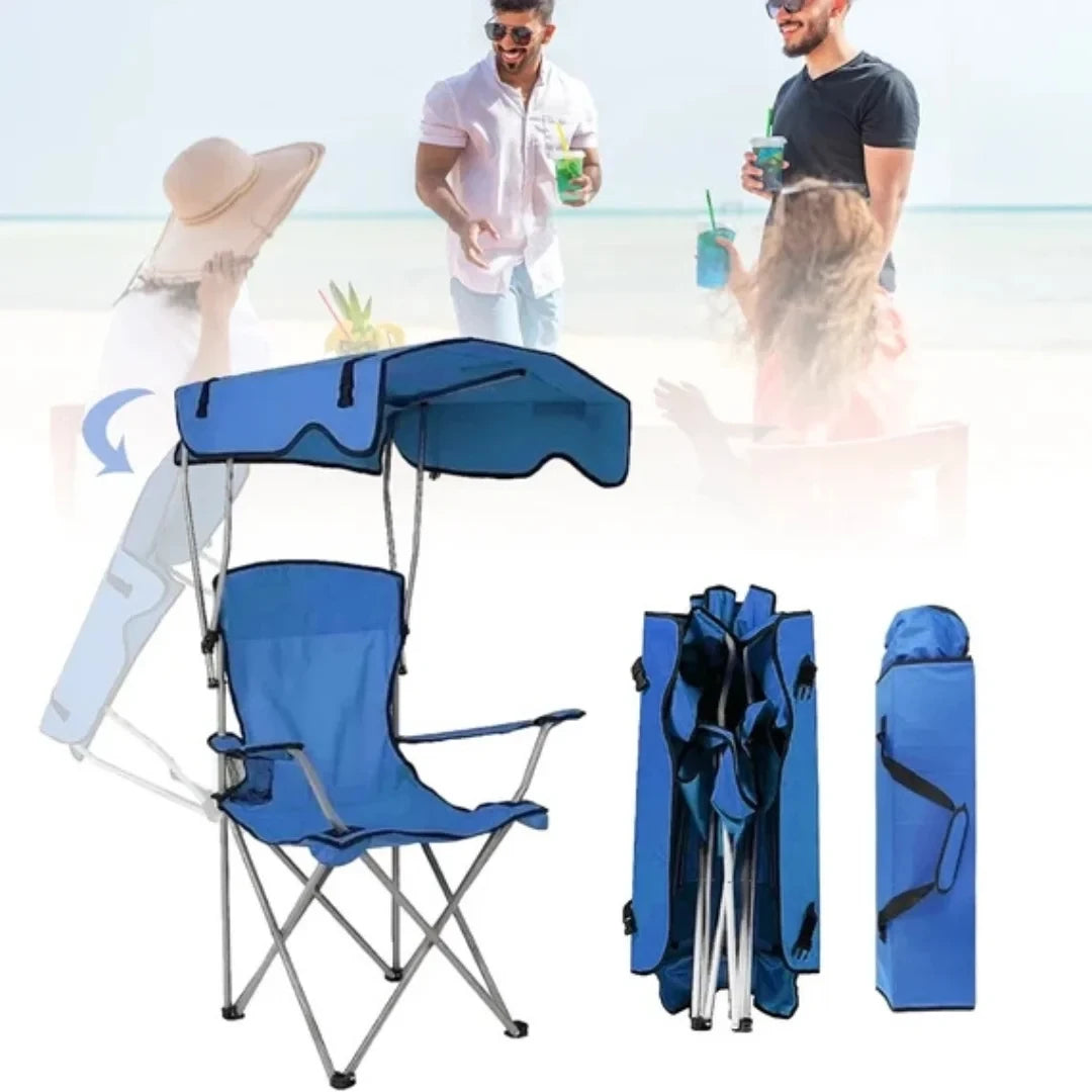 كرسي التخييم والرحلات القابل للطي مع مظلة مدمجة