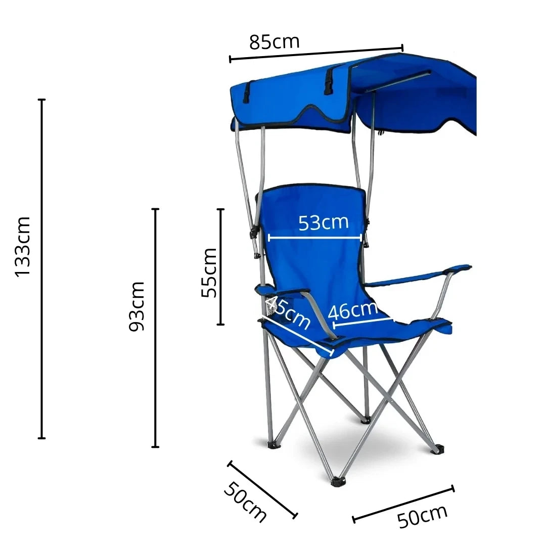 كرسي التخييم والرحلات القابل للطي مع مظلة مدمجة