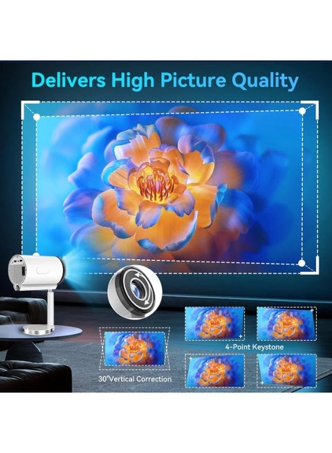 جهاز عرض صغير ذكي يعمل بنظام أندرويد 11.0، بدقة 1080 بكسل و4K Full HD، HT16