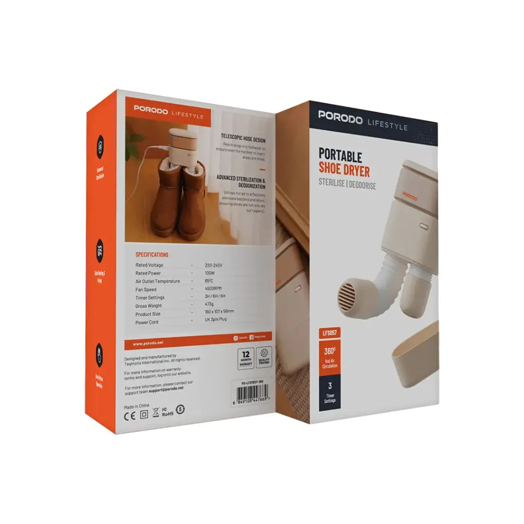 Porodo Lifestyle Portable Shoe Dryer - White