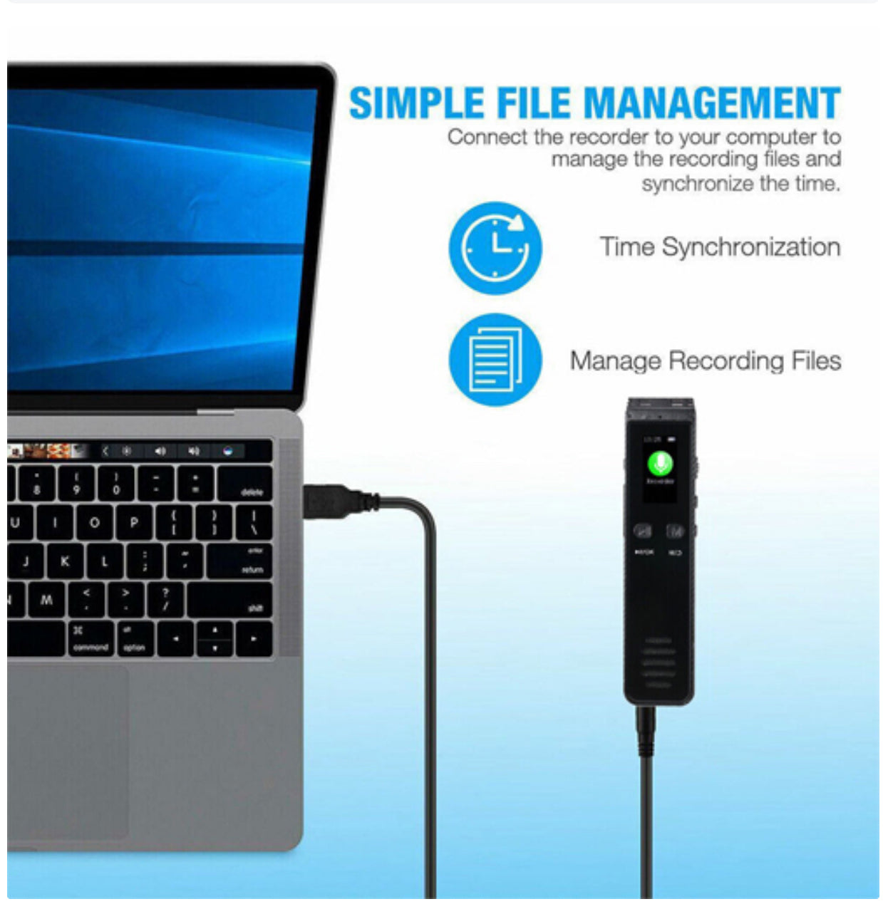 مسجل صوت رقمي BT مسجل صوتي نشط مع خاصية تقليل الضوضاء