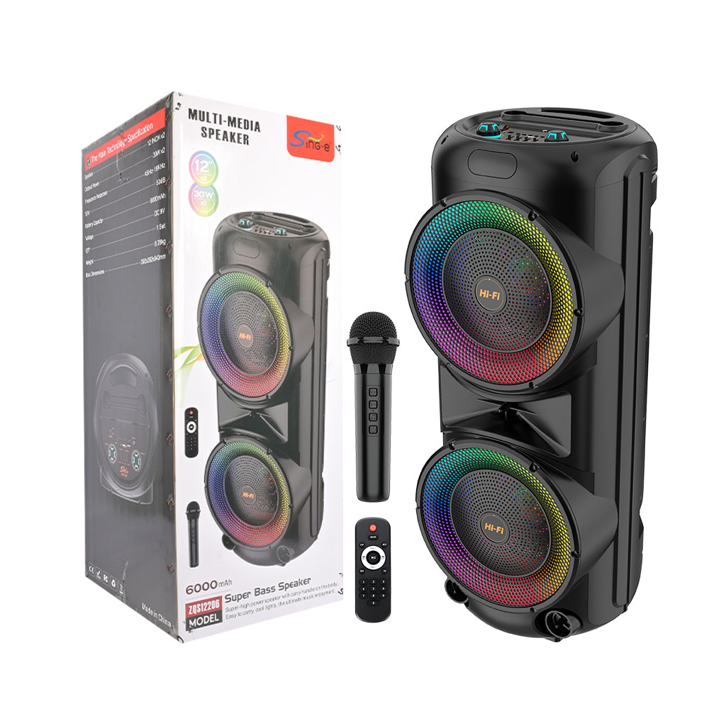 ZQS12206 مكبر صوت مقاس 12 بوصة مع أضواء ملونة
