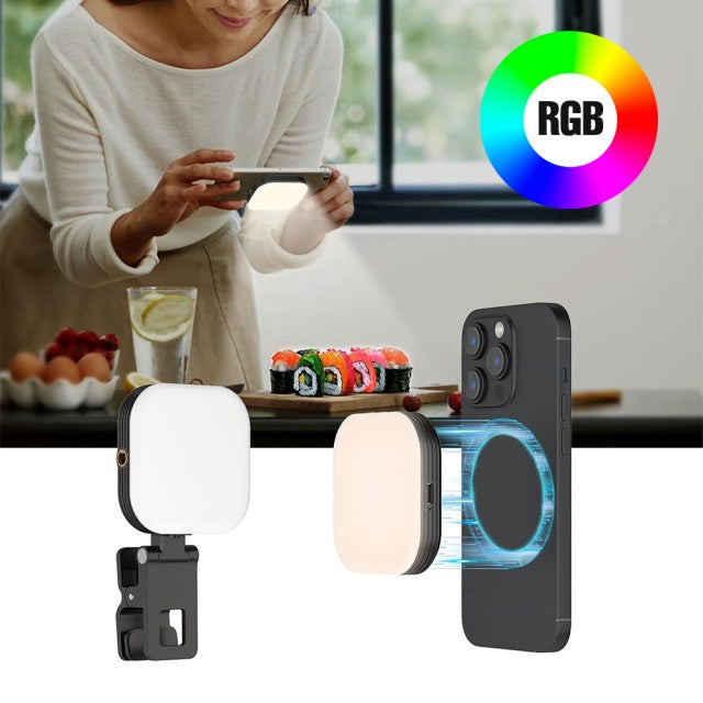 W70 Rechargeable RGB LED Selfie Light for iPhone, Camera, Laptop