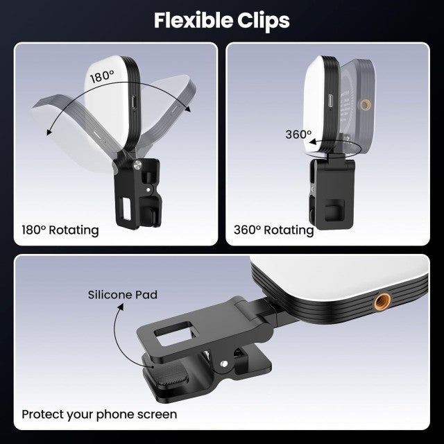 W70 Rechargeable RGB LED Selfie Light for iPhone, Camera, Laptop