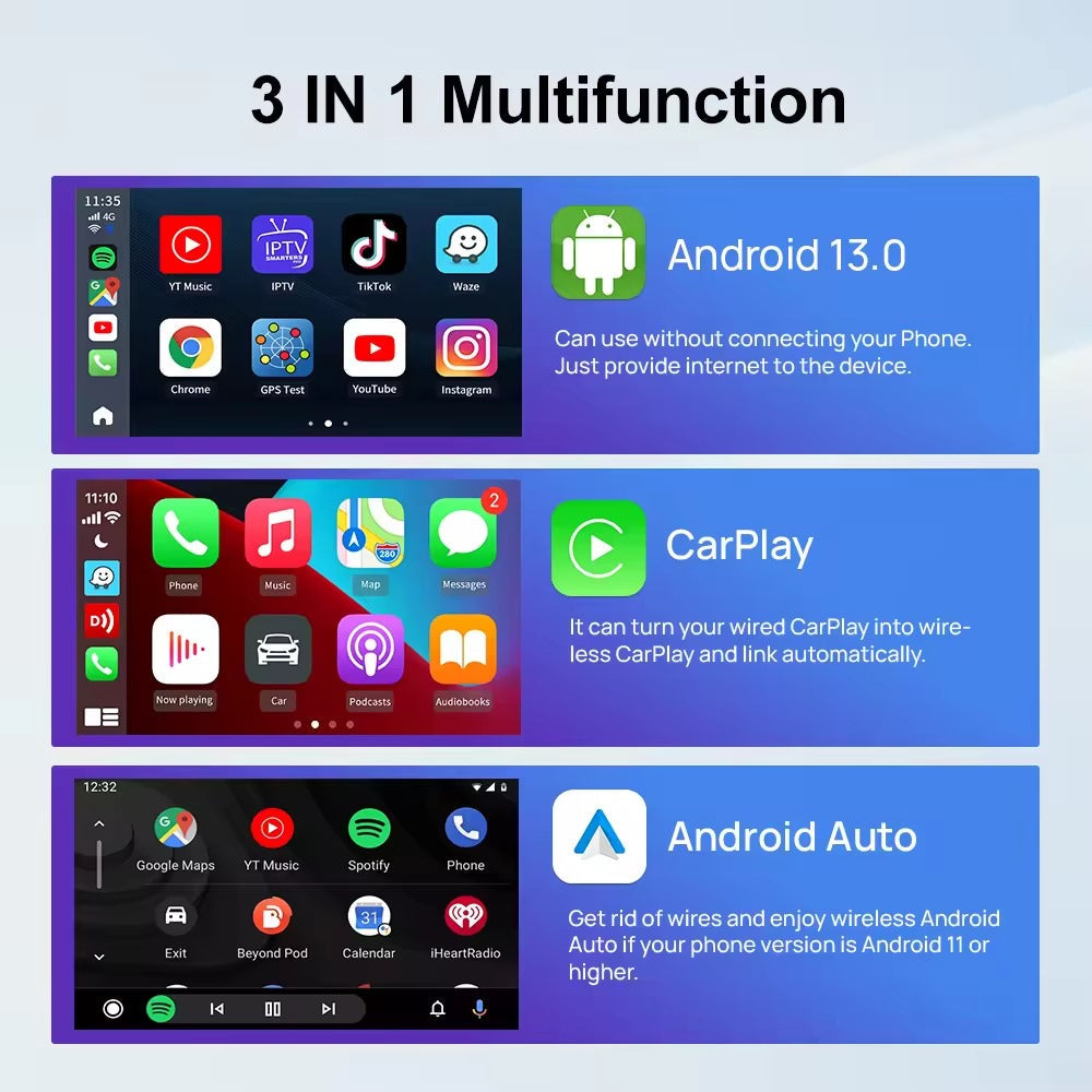 صندوق Carlinkit 6225 CarPlay Android 13 AI الذكي بسعة 8 جيجابايت + 128 جيجابايت