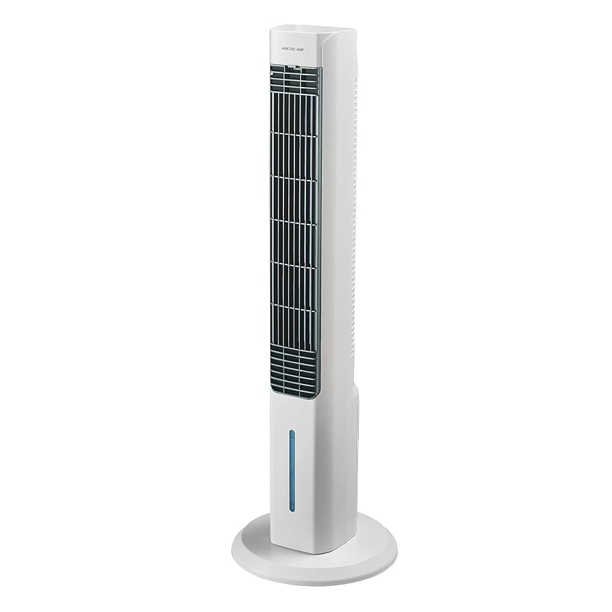 مبرد الهواء التبخيري Arctic Air Tower 2.0 - تبريد الغرف ذات المساحة الكبيرة، 4 إعدادات للسرعة،