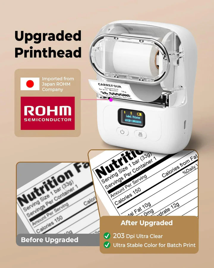 طابعة باركود ملصقات Phomemo-M110 - طابعة ملصقات صغيرة حرارية محمولة تعمل بالبلوتوث