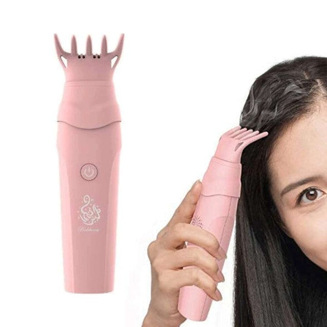 مبخرة بخور كهربائية مع مشط قابلة للشحن عبر USB - وردي