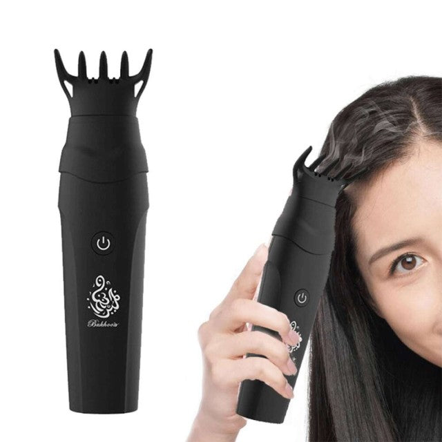 مبخرة بخور كهربائية مع مشط قابلة للشحن عبر USB - أسود