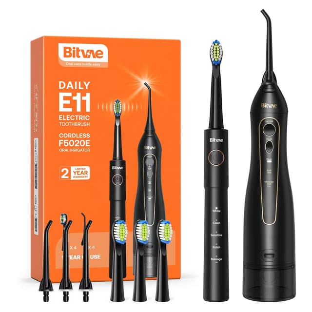 جهاز خيط الاسنان المائي وفرشاة أسنان بيتفاي 300 مللي Bitvae E11+F5020E Electric