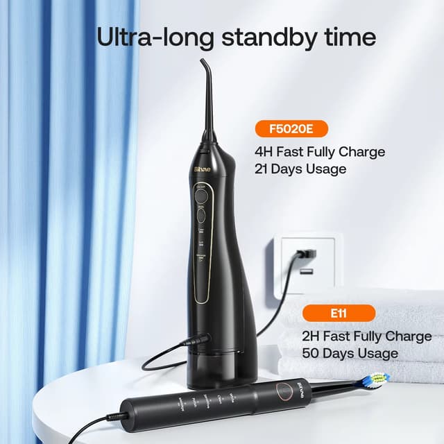 جهاز خيط الاسنان المائي وفرشاة أسنان بيتفاي 300 مللي Bitvae E11+F5020E Electric