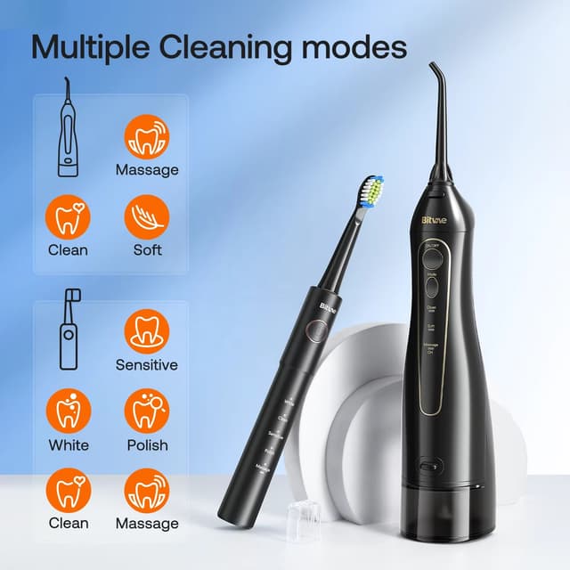 جهاز خيط الاسنان المائي وفرشاة أسنان بيتفاي 300 مللي Bitvae E11+F5020E Electric