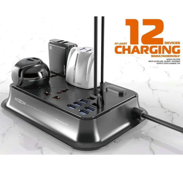 مشترك كهربائي Moxom MX-ST07 موصل 4 منافذ 6 * USB 2 * TUPE-C
