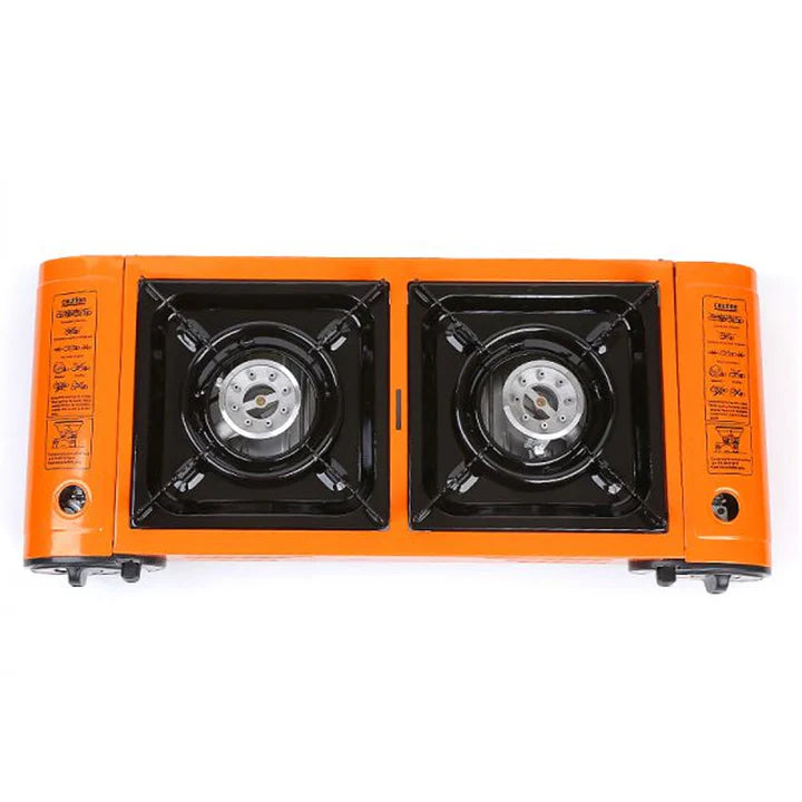 محول غاز مزدوج مع قاعدة شواء للتخييم